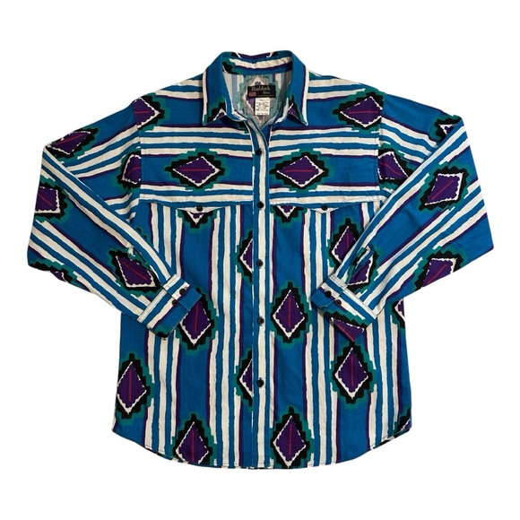 Vintage Ruddock Bros Western Roper Rodeo Button Down Colourful Long Sleeve Small - Picture 1 of 16